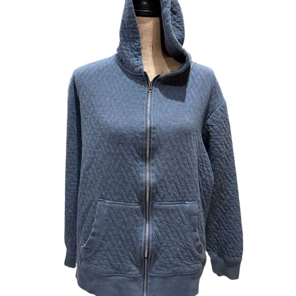 Great Northwest Tops - Great Northwest Women's Quilted Blue Hoodie Jacket Size L
